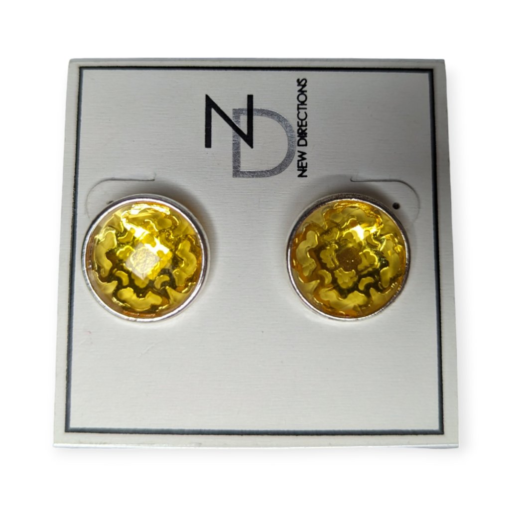 New Directions Gold Tone Yellow Post Earrings Nwt 15$